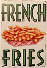 8×12 TIN SIGNS 2pc SET Hamburgers French fries drive thru snack bar food kitchen