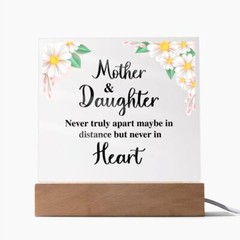 Mother and Daughter Distance Lighted RGB Acrylic Square, Mothers day gifts