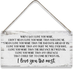 I Love You More Romantic Quote Wooden Wall Sign Rustic Farmhouse Decor