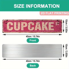 Cupcake ST Distressed Vintage Metal Sign Bakery Cafe Wall Decoration Tin Plaque
