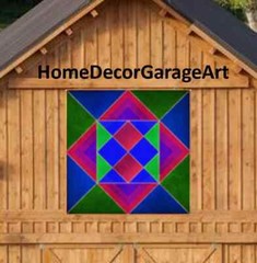Barn Quilt Metal Sign, Squares & Triangles, Pennsylvania Dutch Amish Design