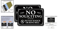 2 Pack No Soliciting Sign for Front Door,9 X 6 Inches Self-Adhesive No Solicitin