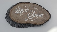 Christmas Winter Sparkle LET IT SNOW Faux Wood Sign Wall Art Decor 12″ x 8″ x 2″