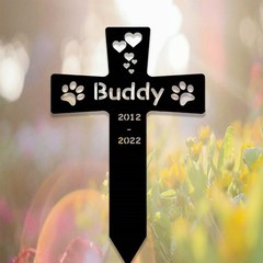 Custom Metal Pet Memorial Stake,Dog Paw Prints Grave Marker,Personalized Dog Cat