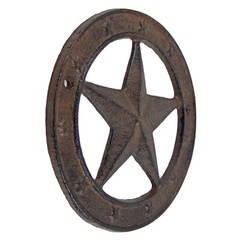 Cast Iron Texas Star With Ring Western Barn Decor Rustic Antique Style 6.25″