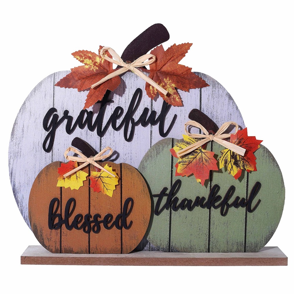 CYNOSA Fall Decorations for Home Blessed Grateful Thankful Fall Decor Wooden