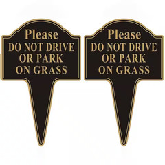 2-Pack 10 In. X 14 In. Stay off Grass Sign with Integrated Stake, Rust-Free Alum