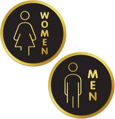 Solid Brass Men Women Door Sign Plaque Vintage Nautical Wall Decor Plate