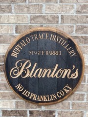 Rustic Home Bar Decor Blantons Bourbon Whiskey Barrel Lid wood wall art