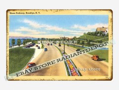 tin sign 1930s-40s Shore Parkway Brooklyn New York wall hanging
