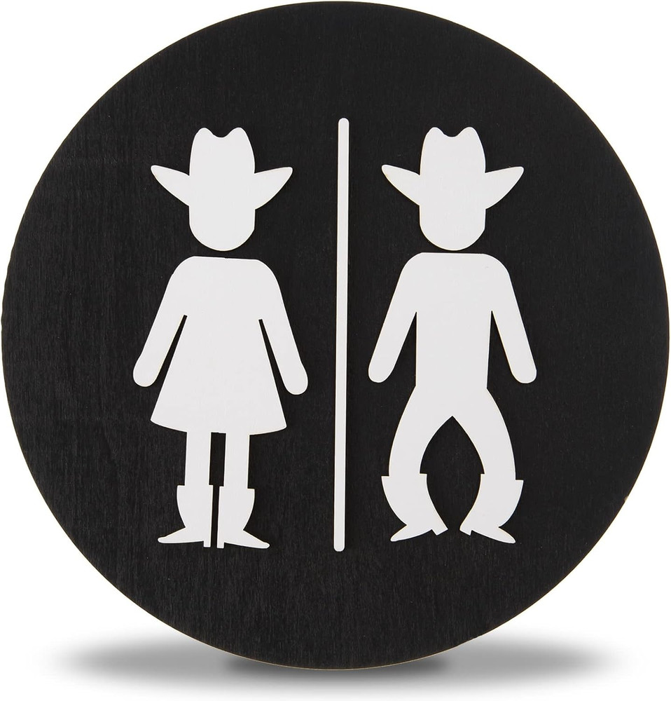 Western Bathroom Decor Funny Bathroom Door Signs,3D Cowboy Cowgirl Shiplap Signs