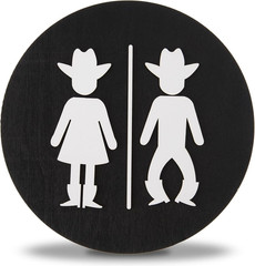 Western Bathroom Decor Funny Bathroom Door Signs,3D Cowboy Cowgirl Shiplap Signs