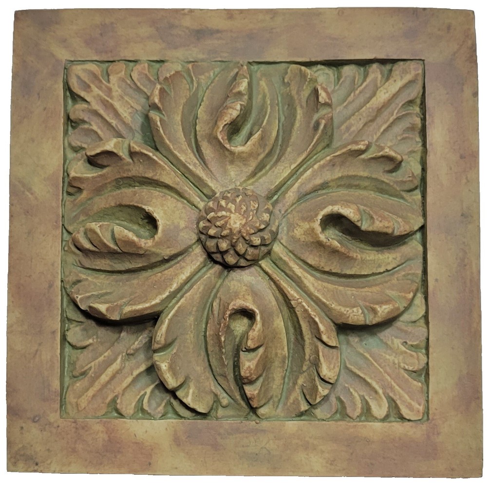 FLOWER WALL PLAQUE, 6 INCHES H X 6 INCHES W, FREE SHIPPING ALMOND BROWN
