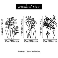 3 Pcs Metal Wall Art Decor Minimalist Abstract Woman Wall Art Metal Modern Li…