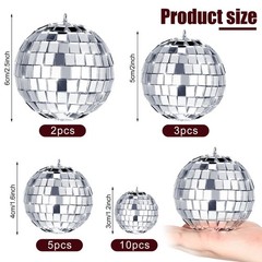 20pcs Mirror Disco Balls for New Year Party Decor – Assorted Sizes with Rope