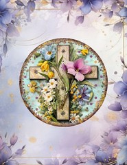 Easter~ Floral Cross~ 10 inch~ Metal~ Round ~ Sign~ FREE ship~ CHOICE~ Gifts