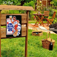 Aluminum Metal Tin Sign Wall Art Retro Surfing Dog Pabst Blue 8×12