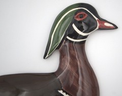 Hand Painted Ceramic Wood Duck Wall Plaque EM Mark Possibly NC Folk Art