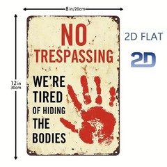 Vintage Metal No Trespassing Sign 8×12 Inch Rustic Wall Decor