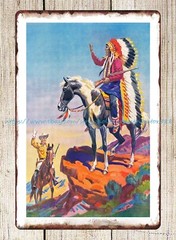 1955 Kit Carson’s Cowboy Annual cover art metal tin sign retro native American