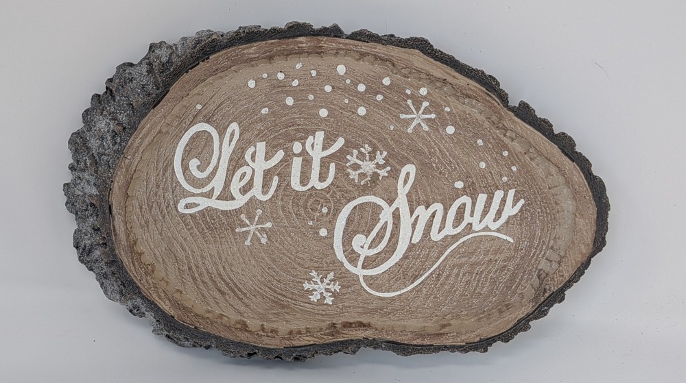 Christmas Winter Sparkle LET IT SNOW Faux Wood Sign Wall Art Decor 12″ x 8″ x 2″