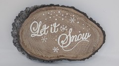 Christmas Winter Sparkle LET IT SNOW Faux Wood Sign Wall Art Decor 12″ x 8″ x 2″