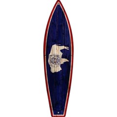 Wyoming State Flag Metal Surf Board Sign 17″x4.5″ Plaque Home Door Garage Wall