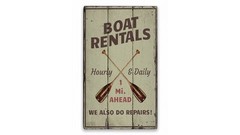 Boat Rental Mileage Vintage Distressed Sign, Personalized Wood Sign