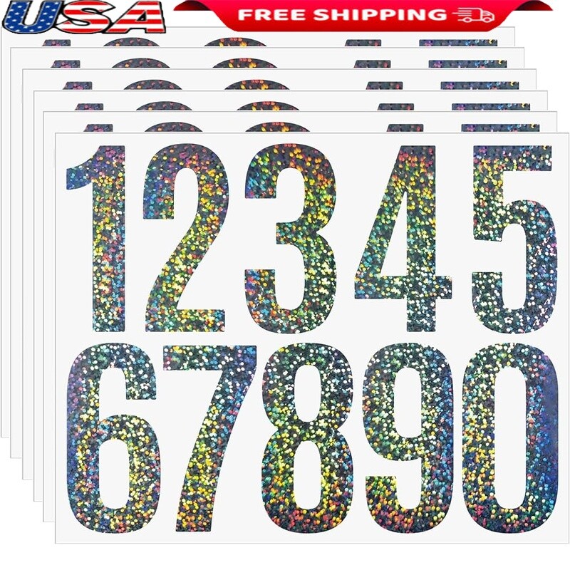 Reflective Mailbox Numbers 3 Inch Weatherproof Peel Stick Vinyl Stickers New