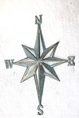 Nautical Star Compass Wall Decor Garden Verdigris Patina Rustic Cast Iron Metal