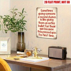 Vintage Second Chance Edgy Quote Metal Sign Humorous Wall Art Home/Office Decor