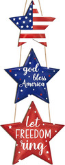 Wooden 4Th of July Decoration Door Wreath for Front Door Sign Star Wall Signs, I