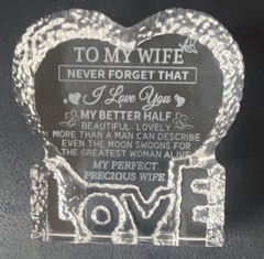 To My Wife Crystal Heart Keepsake Gift – With Box Romantic Holiday