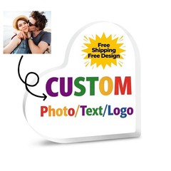 Personalized Acrylic Heart Custom Photo Date Text Couple Anniversary Gift