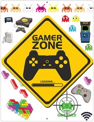 Flag Emotes Gamer Zone Aluminum Sign – Video Game Décor 12″ x 9″