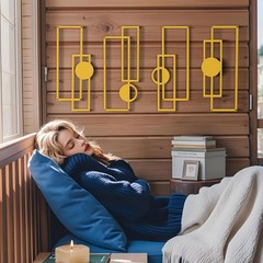 Large 4 Pieces Gold Metal Wall Arts,16.5 x 7 inch Modern Geometric Decor Hang…