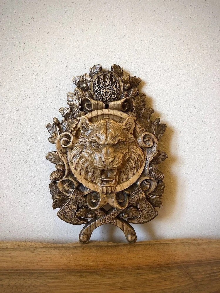 New Wall ornament Lion Celtic 3D carved wooden wall art decor for new year gift