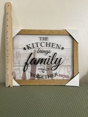 The Kitchen Brings Family Together Picture Sign 12x 9.5 Inches FARMHOUSE Rustic