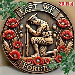 2D Flat, Tin Metal Signs Round 20x20cm(8x8inch) Remembrance Soldier Vintage