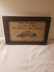 Primitives by Kathy Bless this Hand hous Stitched Lisa Johnson 11 1/2″ x 7 5/8″