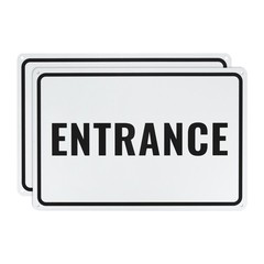 2PCS Entrance Sign 12×8″ Aluminum Black Letters on White Background