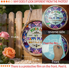 “This Is My Happy Place Don’t F It Up” Sign, 11.5 Inch Acrylic Wall Decor, Vibra