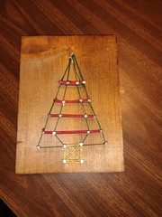 Handmade Rustic Christmas Tree String Art Decorative Wood Plaque, Holiday Sign