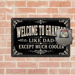 Welcome To Grandad Ornate Victorian Border Grandpa Father Day Gift Tin Sign