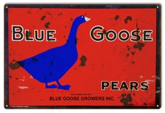 Blue Goose Pears Reproduction Nostalgic Country Metal Sign – 18 x 30 In RVG198