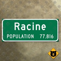 Racine Wisconsin city limits highway road sign 2017 marker boundary 40×16