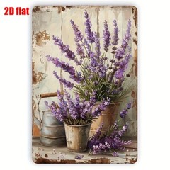 Garden Lavender Metal Tin Signs Plate Purple Flower Farmhouse Plaque Wall decor