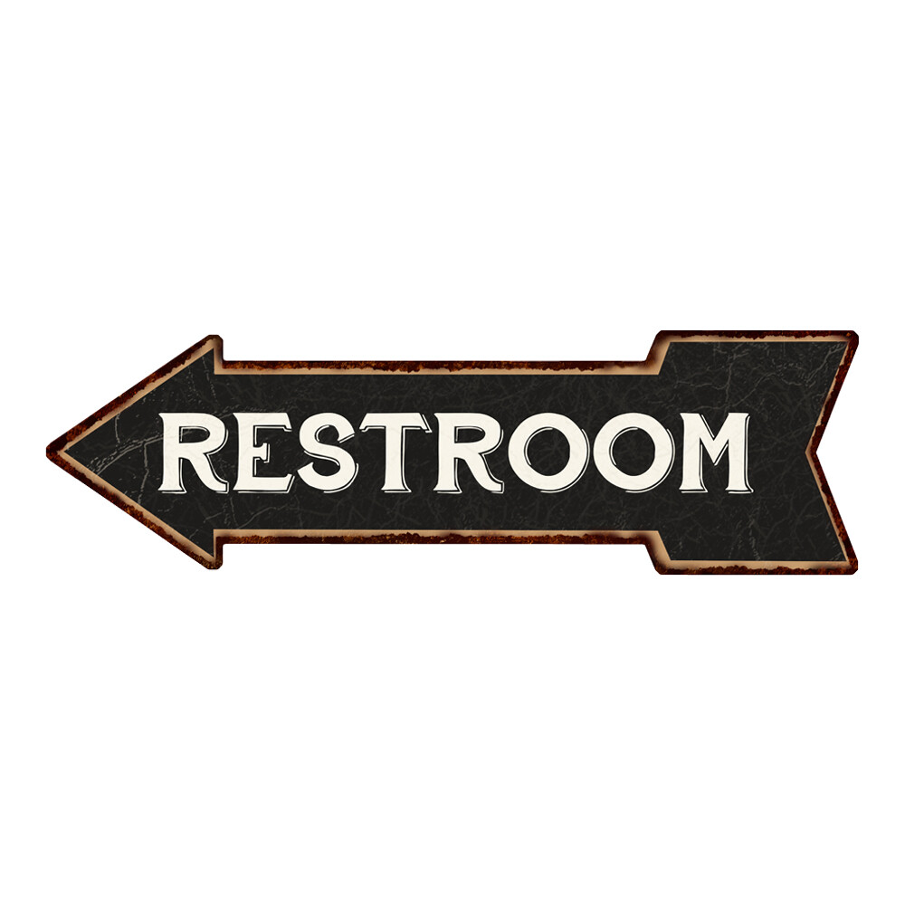 Restroom Left Arrow Vintage Looking Metal Sign 5×17 205170004018