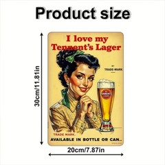 2D Flat, 1pc Vintage Tennents Lager Tin Sign – Retro 8×12 Inch (20x30cm) Beer Ad