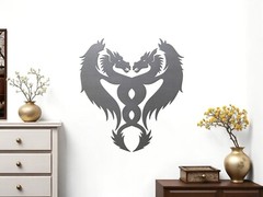 DRAGONS CROSSED — Metal Medieval Tribal Wall Art Plasma Cut Out Sign Silhouette